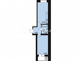 1-комнатная квартира, 44.5 м2