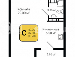 1-комнатная квартира, 39.7 м2