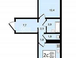 2-комнатная квартира, 47.8 м2