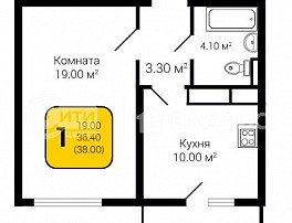 1-комнатная квартира, 38 м2