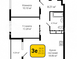 3-комнатная квартира, 54.32 м2