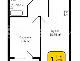 1-комнатная квартира, 40.01 м2