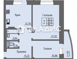 2-Комнатная квартира 66.20м²
