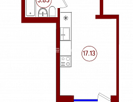 1-комнатная квартира, 22.3 м2