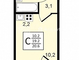 1-комнатная квартира, 20.6 м2