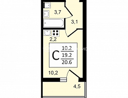 1-комнатная квартира, 20.6 м2