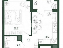 1-комнатная квартира,  м2