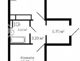 1-комнатная квартира, 49.5 м2