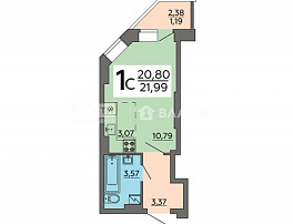 1-комнатная квартира, 20.93 м2