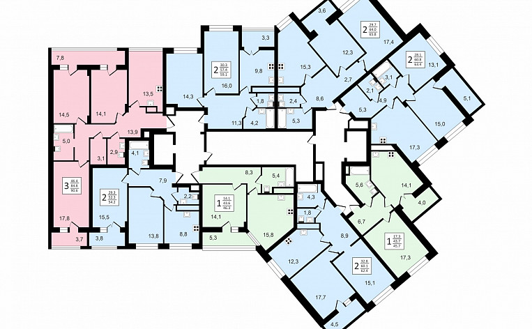 1-Комнатная квартира 45.70м², эт. 6, фото 14