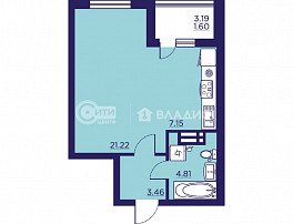 1-комнатная квартира, 39.24 м2