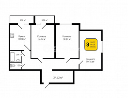 3-комнатная квартира, 100 м2