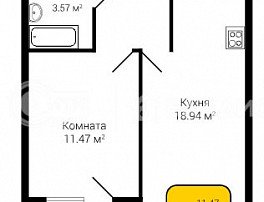 1-комнатная квартира, 40.2 м2