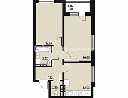 2-комнатная квартира, 57.8 м2