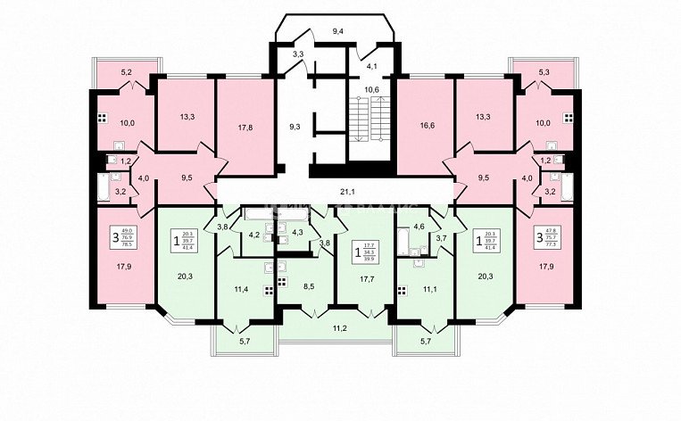 3-комнатная квартира, 77.3 м2, эт. 15, id: 915804, фото 19
