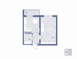 1-комнатная квартира, 39 м2