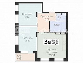 3-комнатная квартира, 62.11 м2