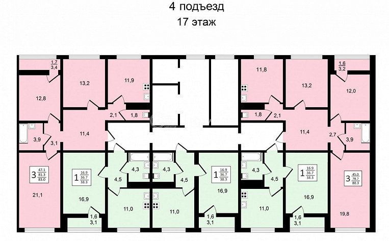 3-комнатная квартира, 83.2 м2, эт. 15, id: 1056776, фото 29