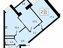2-комнатная квартира, 65.8 м2