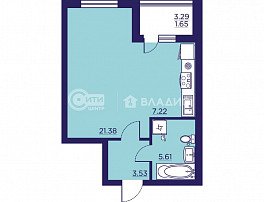1-комнатная квартира, 39.79 м2