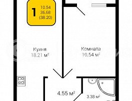 1-комнатная квартира, 38.2 м2