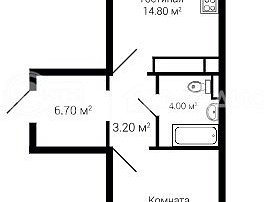 1-комнатная квартира, 49.6 м2