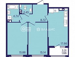 2-комнатная квартира, 64.94 м2