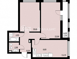 2-комнатная квартира, 77.12 м2