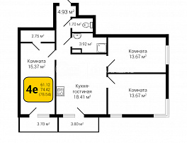 4-комнатная квартира, 78.54 м2