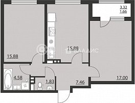 2-комнатная квартира, 64.29 м2
