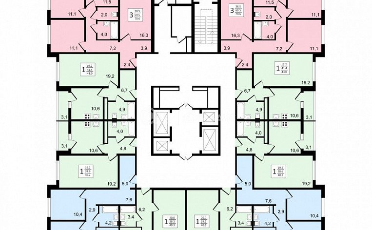 1-комнатная квартира, 39 м2, эт. 3, id: 1003000, фото 28