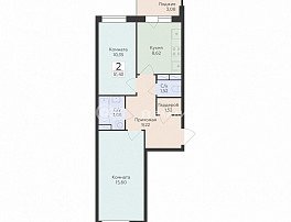 2-комнатная квартира, 51.43 м2