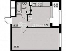 1-комнатная квартира, 48.48 м2
