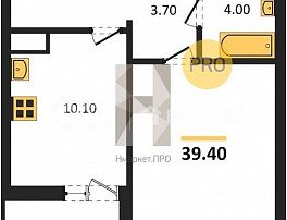 1-комнатная квартира, 39.4 м2