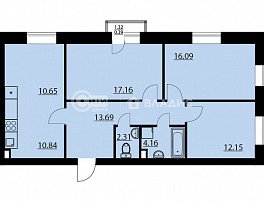 3-комнатная квартира, 87.45 м2