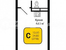 1-комнатная квартира, 27.18 м2