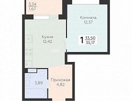 1-комнатная квартира, 35.17 м2