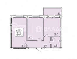 2-комнатная квартира, 60.4 м2