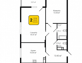 2-комнатная квартира, 65.64 м2