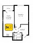 2-комнатная квартира, 41.11 м2, эт. 2, id: 812113, фото 1