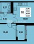 1-комнатная квартира, 40.38 м2, эт. 16, id: 1070555, фото 1