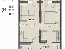 1-комнатная квартира, 44.2 м2