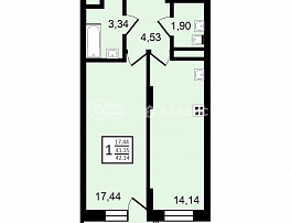 1-комнатная квартира, 42.14 м2
