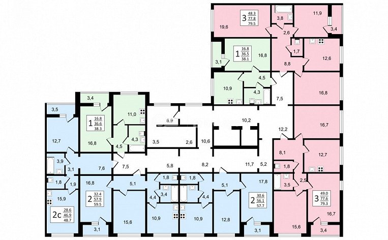 3-комнатная квартира, 83.2 м2, эт. 15, id: 1056776, фото 29
