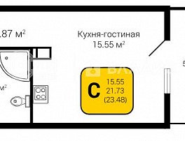 1-комнатная квартира, 23.48 м2