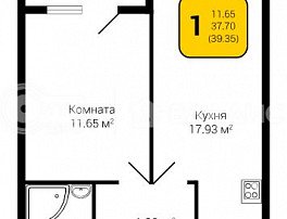 1-комнатная квартира, 39.35 м2