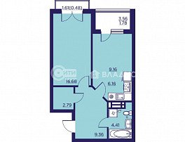 1-комнатная квартира, 50.35 м2
