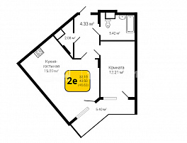 2-комнатная квартира, 46.63 м2