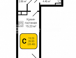 1-комнатная квартира, 28.48 м2