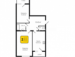 2-комнатная квартира, 71.57 м2